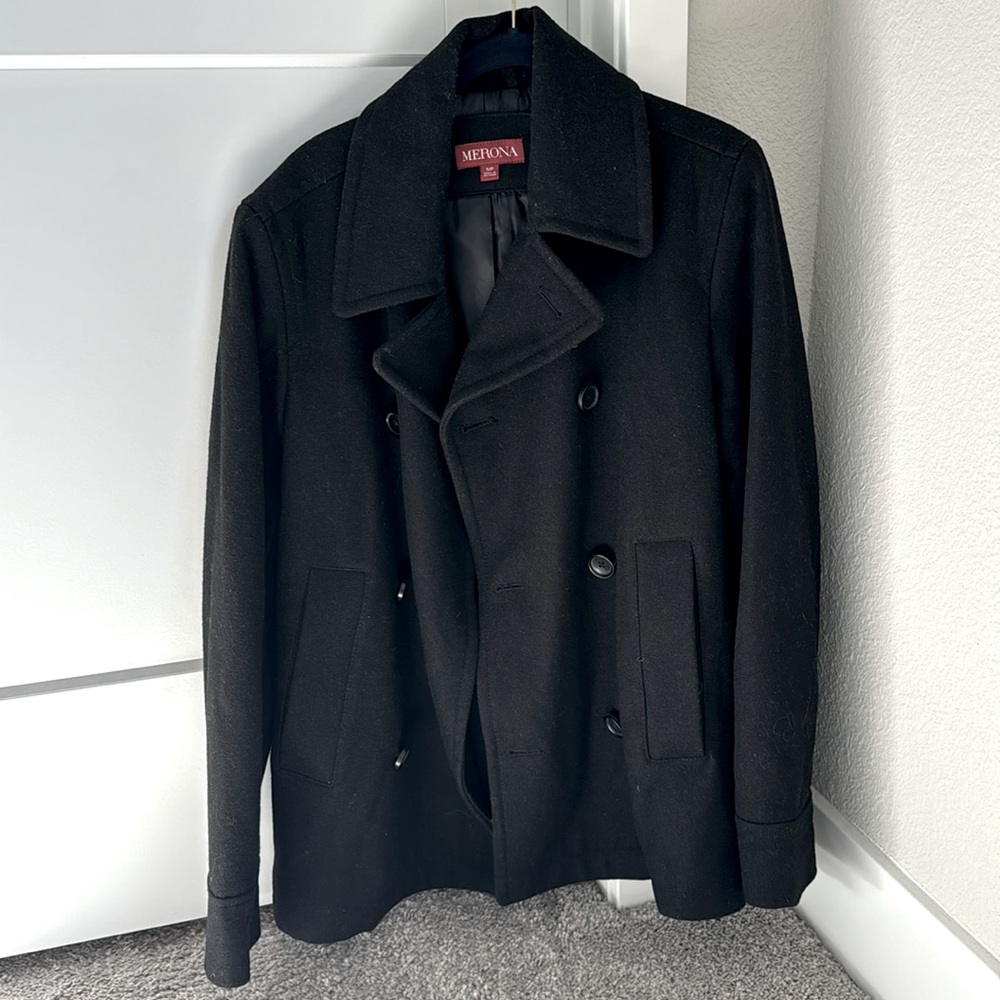 Merona Lined Wool Peacoat Size Small